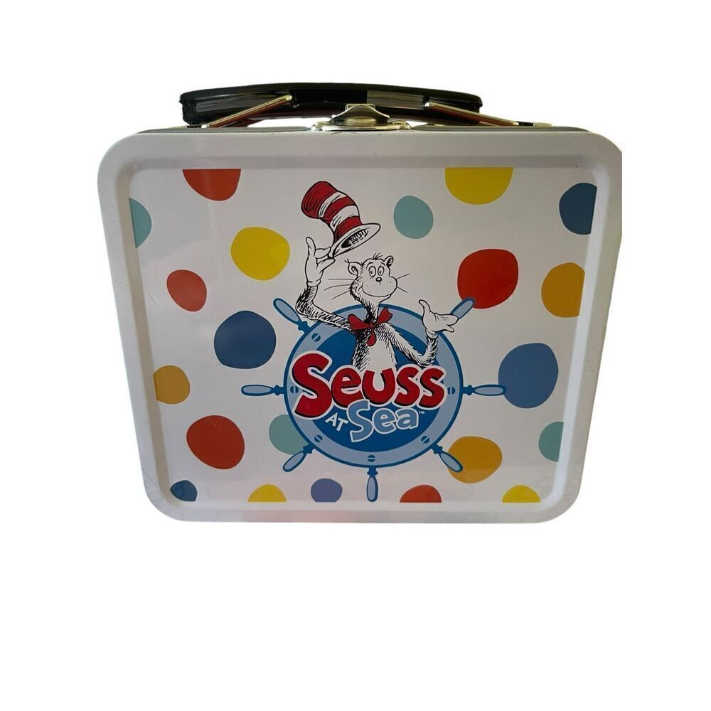 Carnival Multicolor Polka Dots With Handle Seuss At Sea Metal Tin Lunchbox